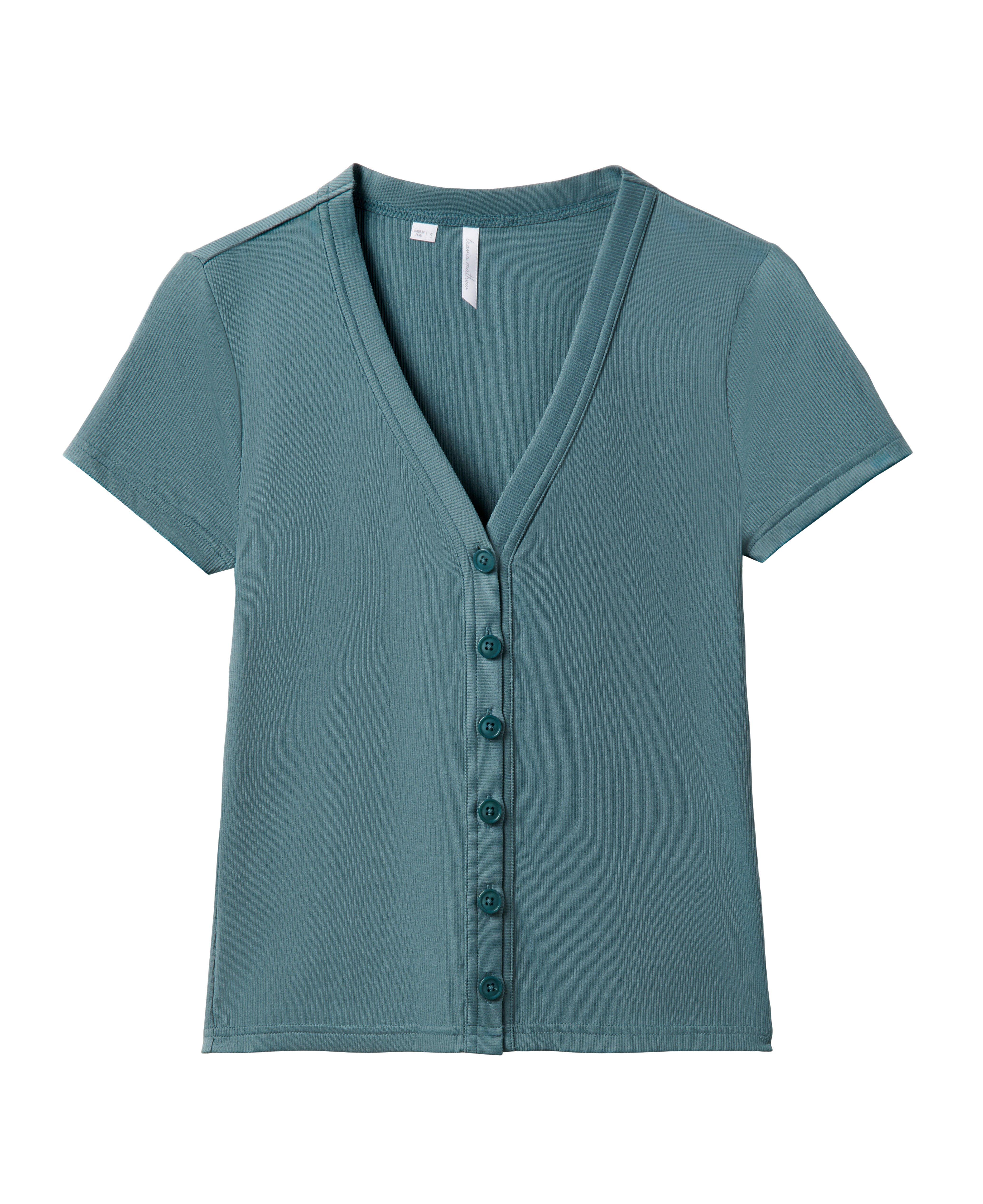 Women's Butterfly Beach Button Short Sleeve Top