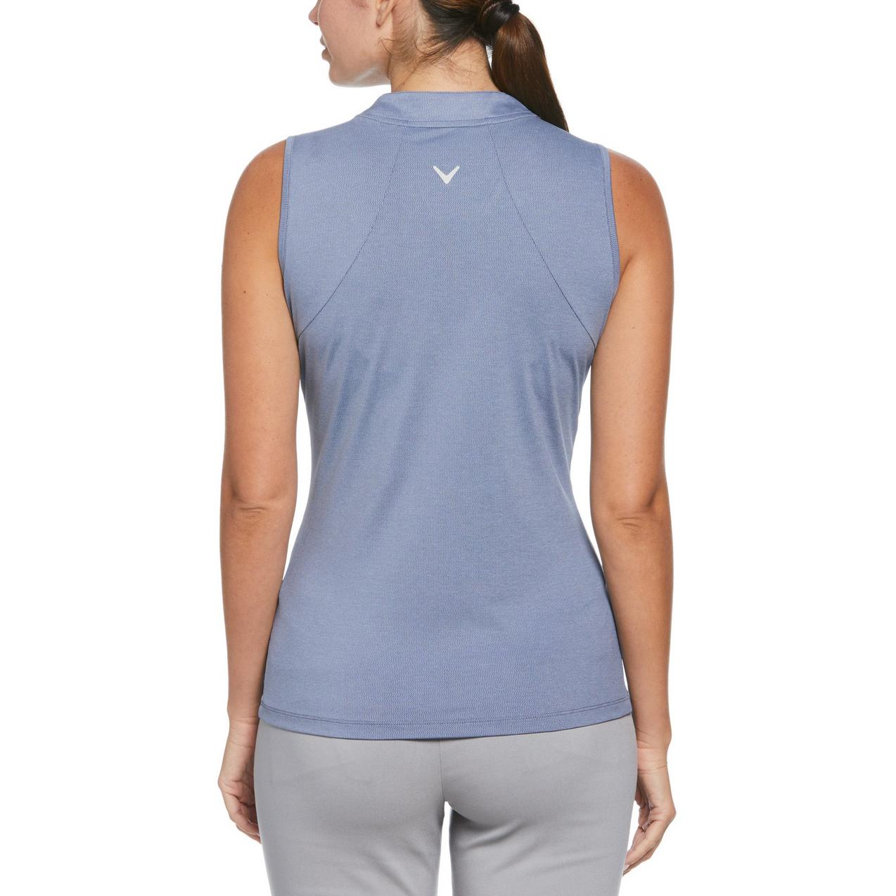 Women's Front Zip Heather Sleeveless Polo
