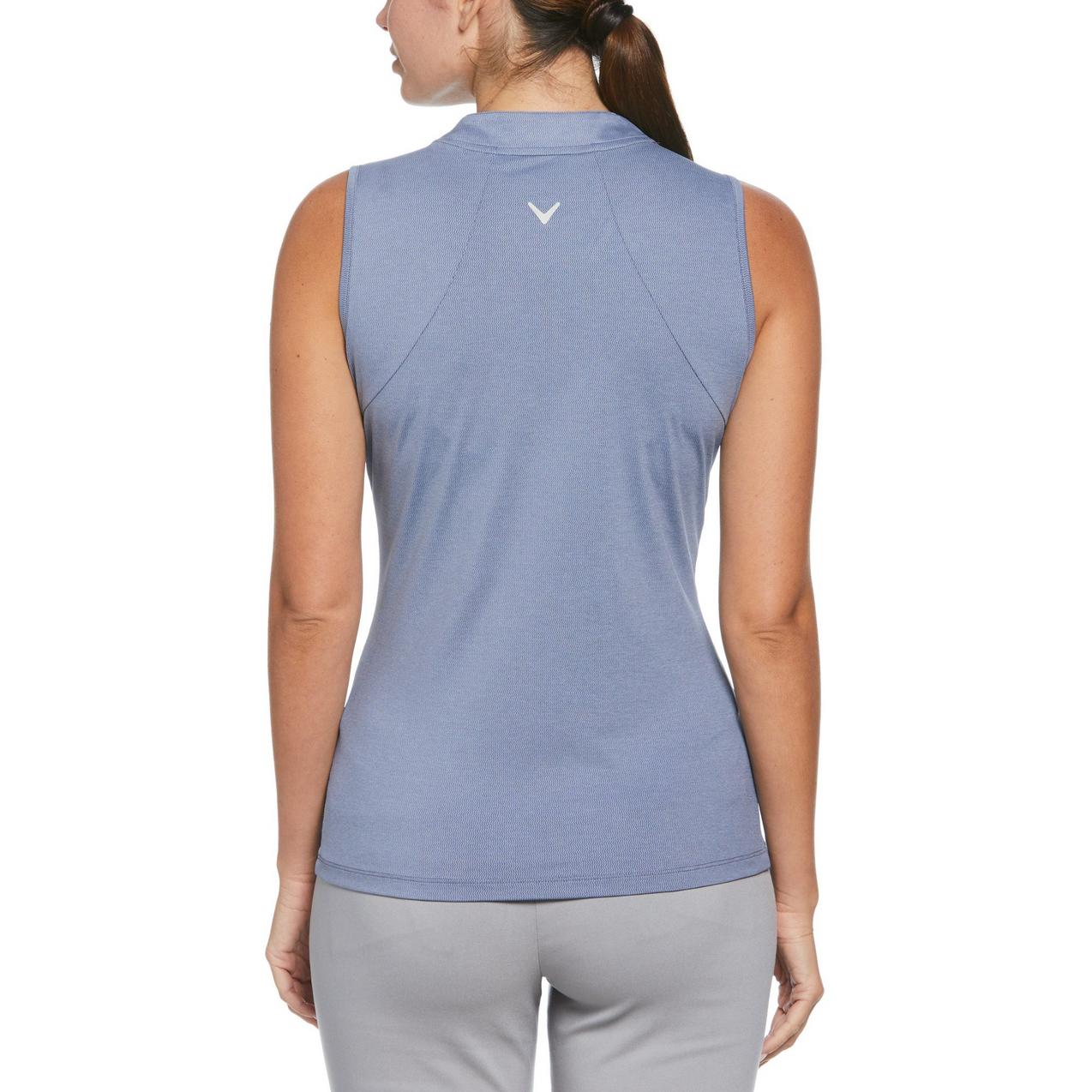 Women's Front Zip Heather Sleeveless Polo