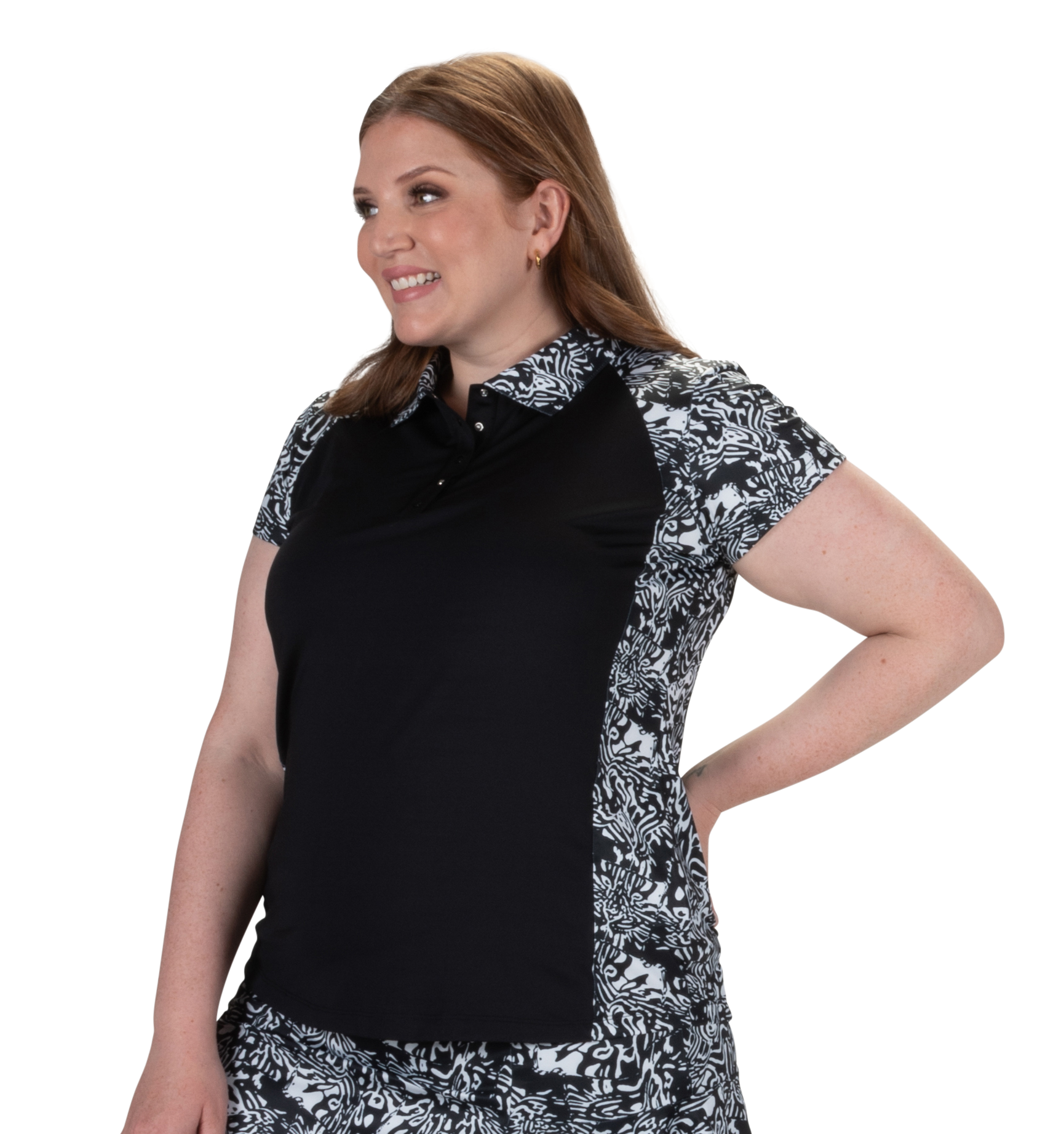 Women's Congo Print Short Sleeve Polo Plus