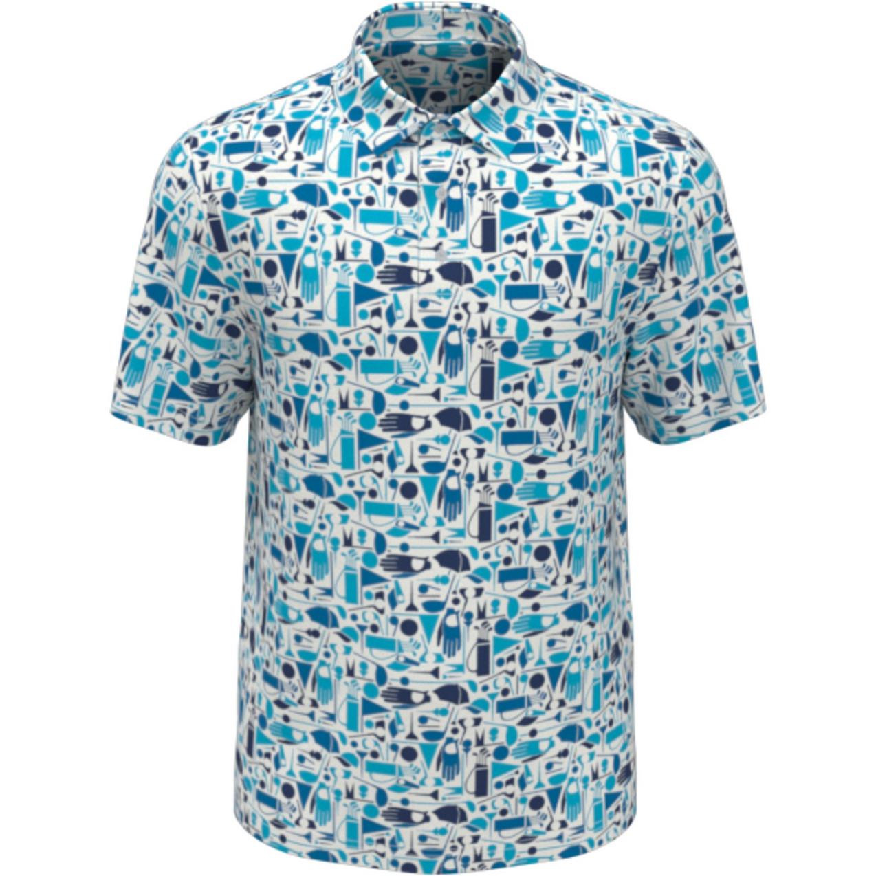 Men's Stamped Golf Print Short Sleeve Polo