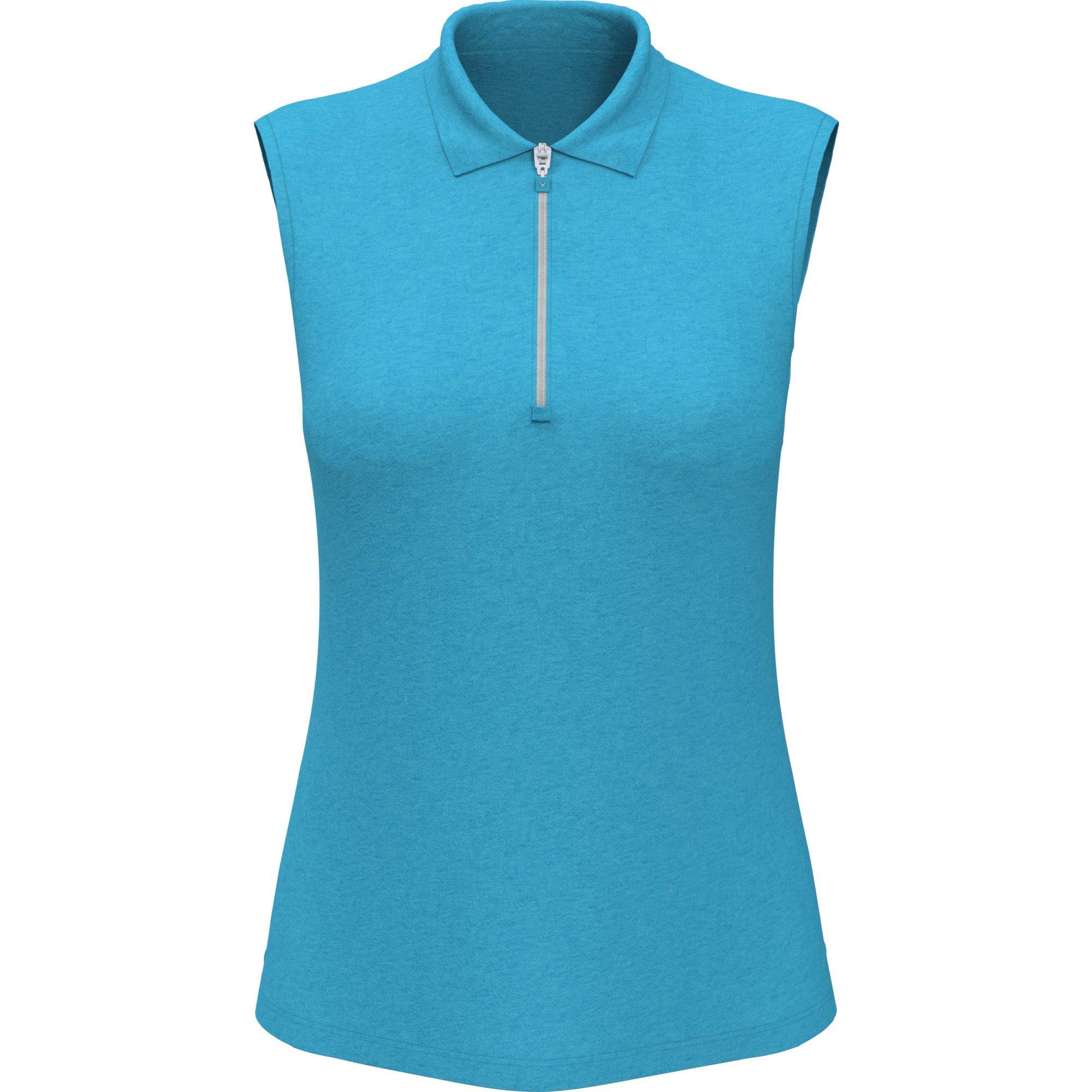 Women's 1/4 Zip Heather Sleeveless Polo