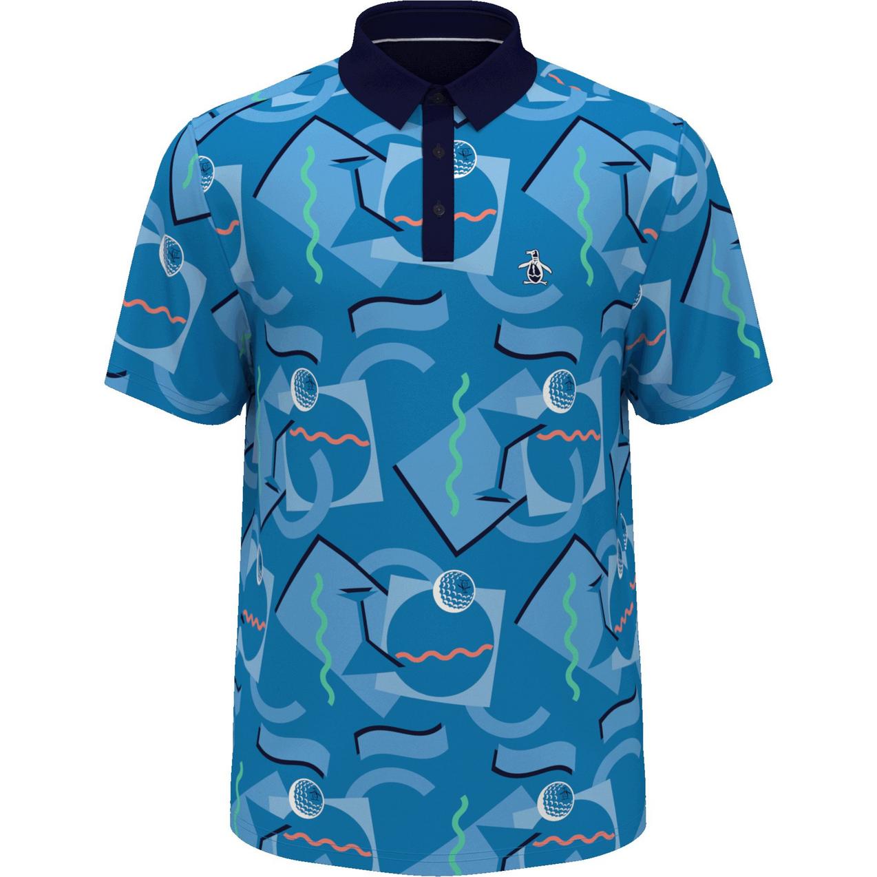 Men's All Over Abstract Print Short Sleeve Polo