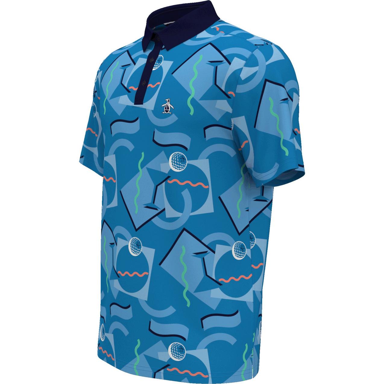 Men's All Over Abstract Print Short Sleeve Polo