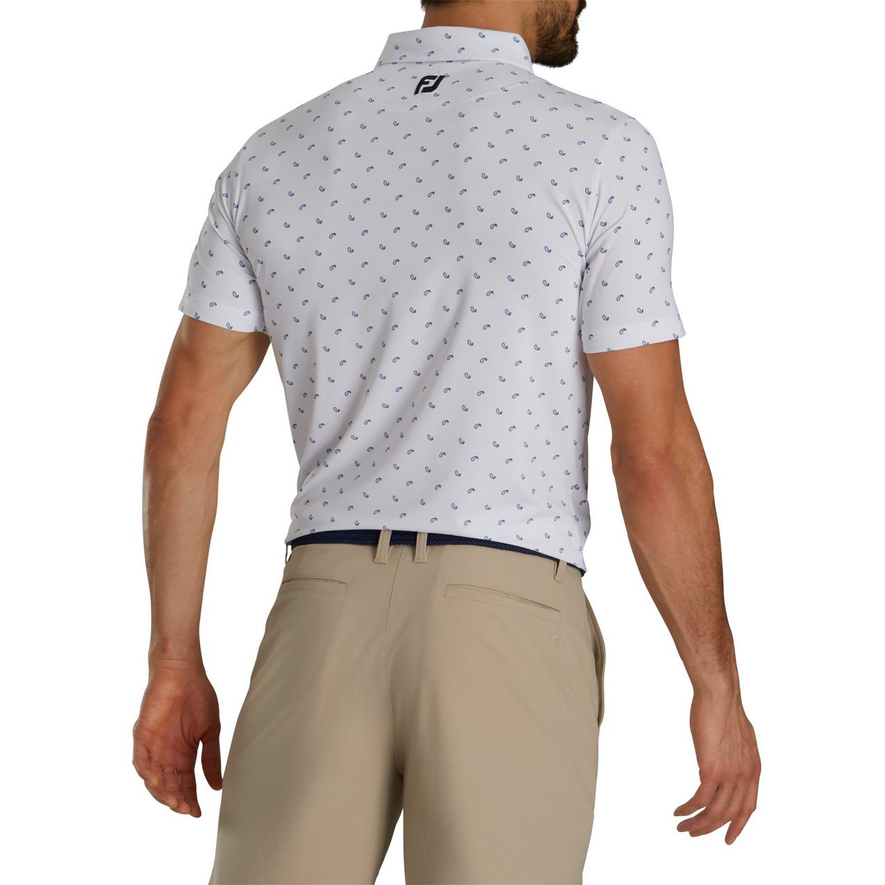 Men's Lisle Paisley Print Self Collar Short Sleeve Polo