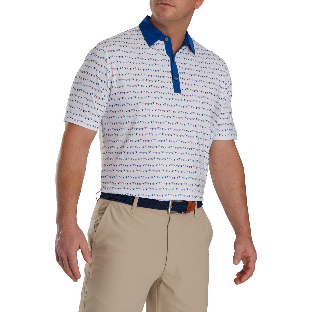 Men's Flag Banner Print Lisle Short Sleeve Polo