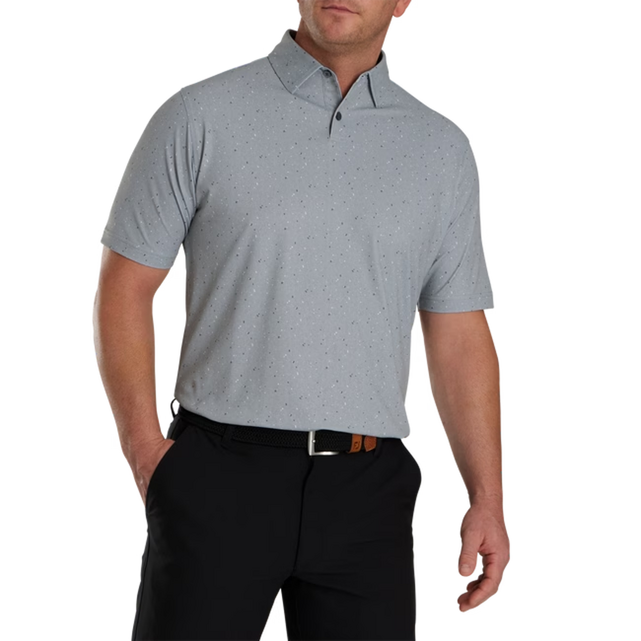 Men's Tweed Texture Stretch Pique Short Sleeve Polo