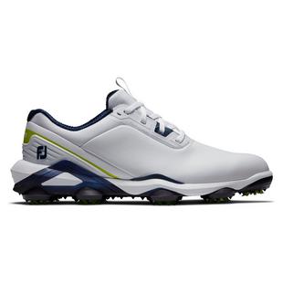 Prior Generation - Men's Tour Alpha 24 Spiked Golf Shoe - White/Blue/Yellow FOOTJOY