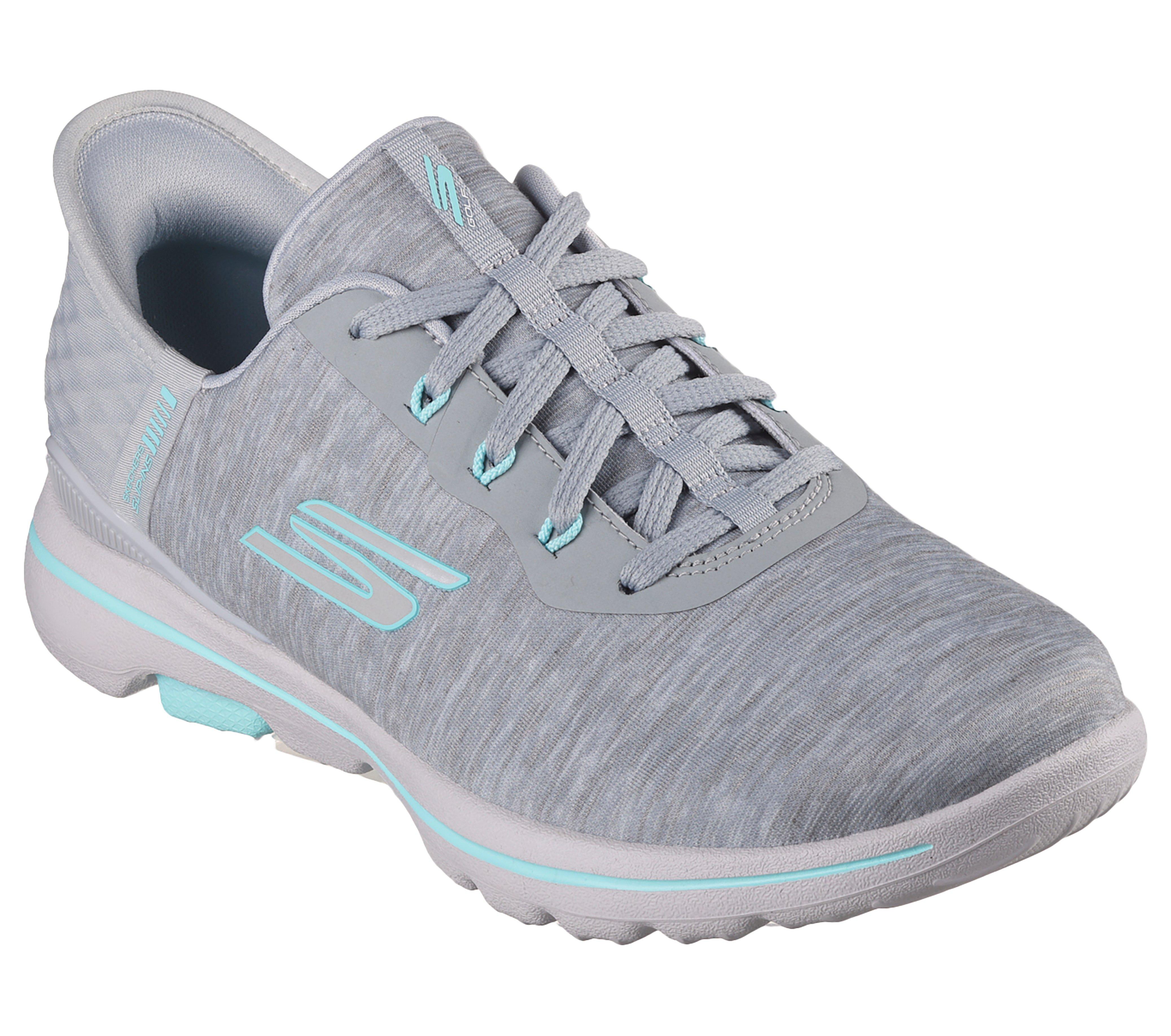 Women's Go Golf Walk 5 Slip-On Shoes - Grey/Turquoise