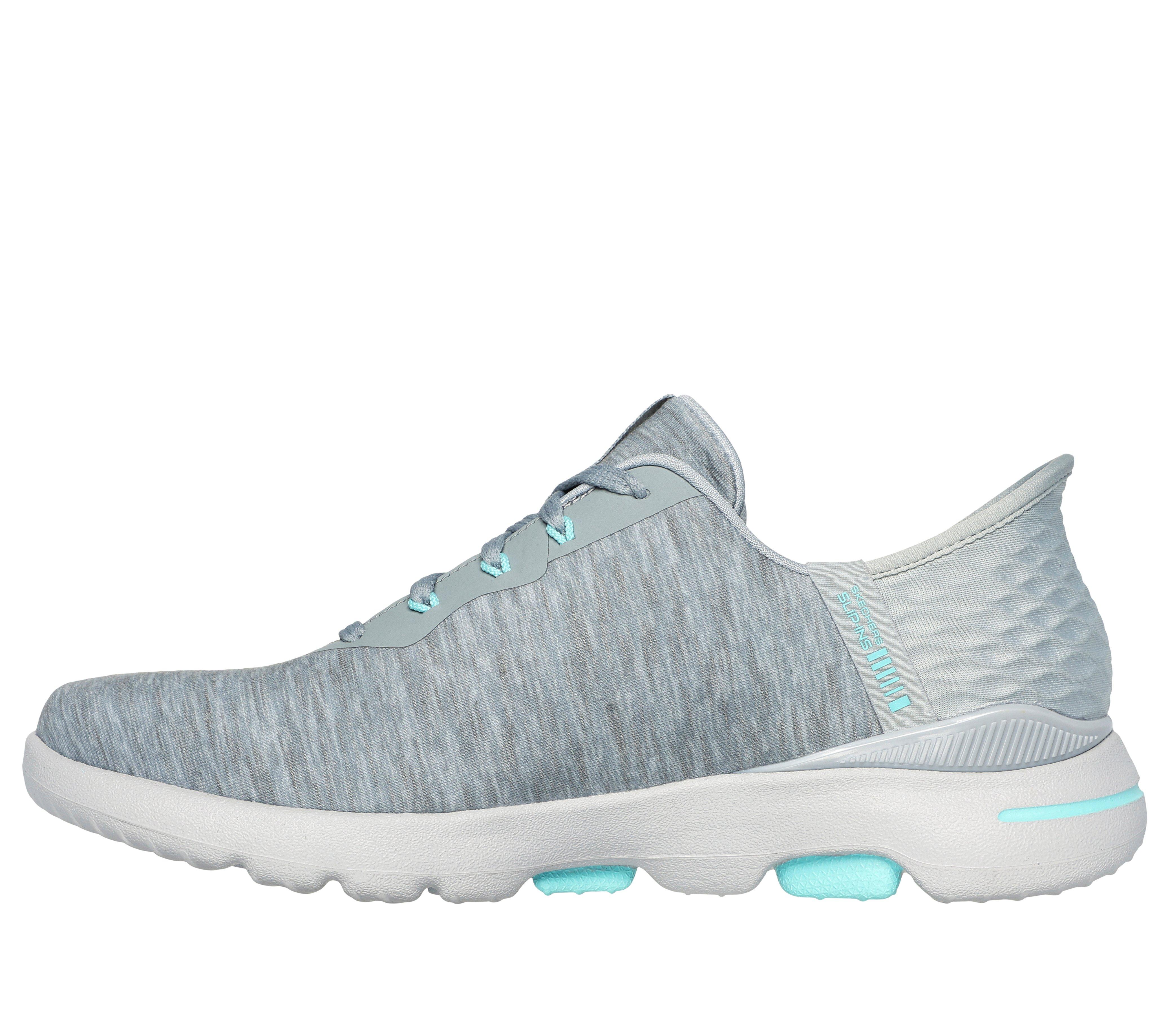Women's Go Golf Walk 5 Slip-On Shoes - Grey/Turquoise