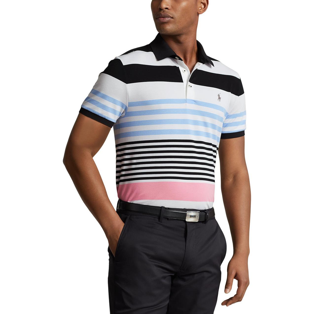 Men's Striped Pique Short Sleeve Polo