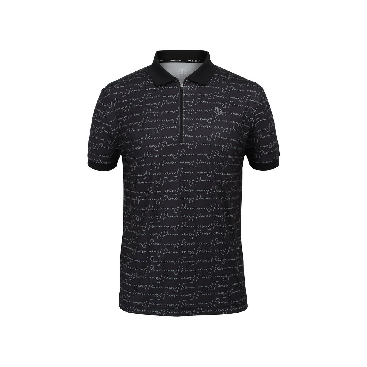 Men's Zip Aop Script Short Sleeve Polo