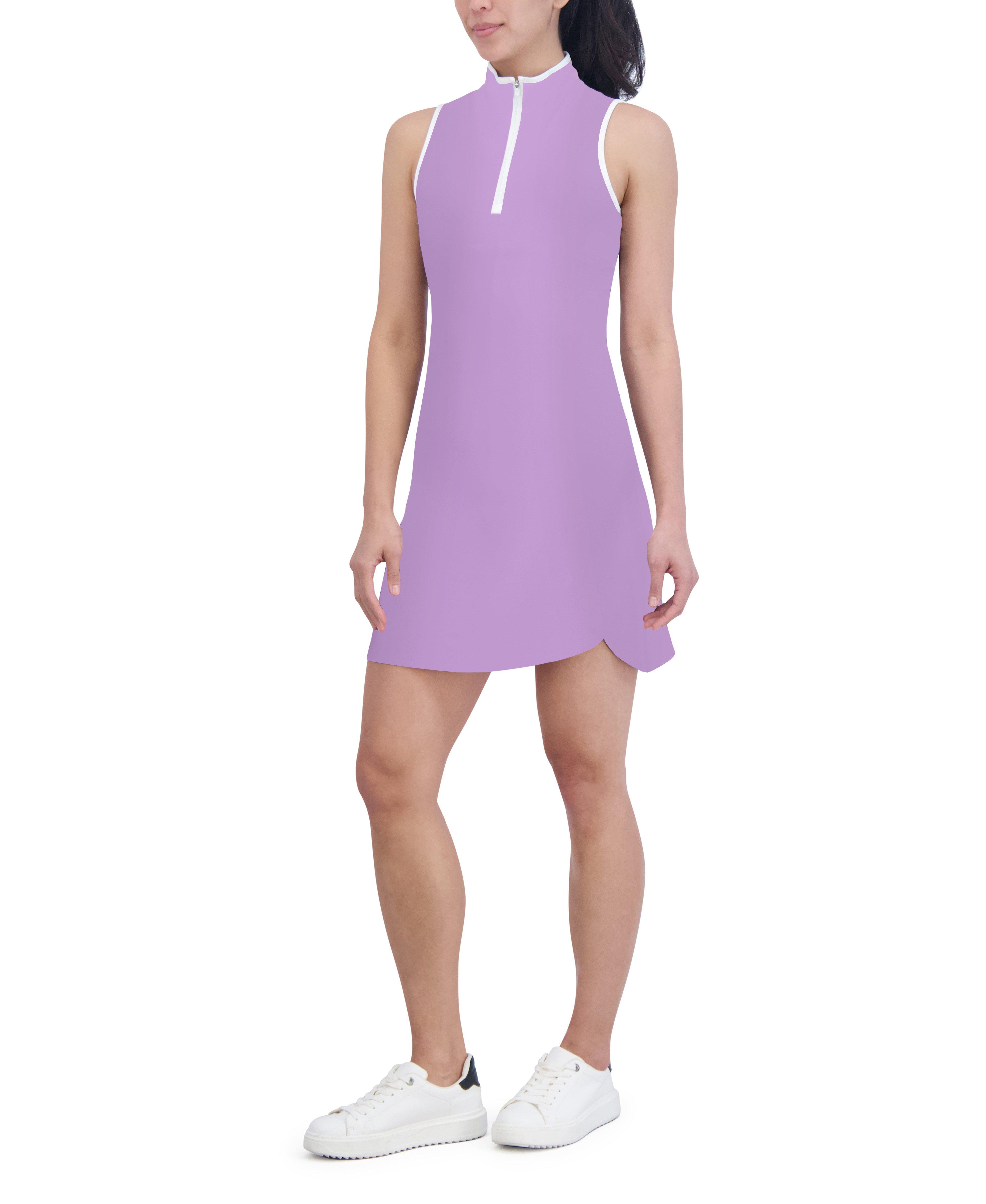 Women's Solid Zip Sleeveless Dress