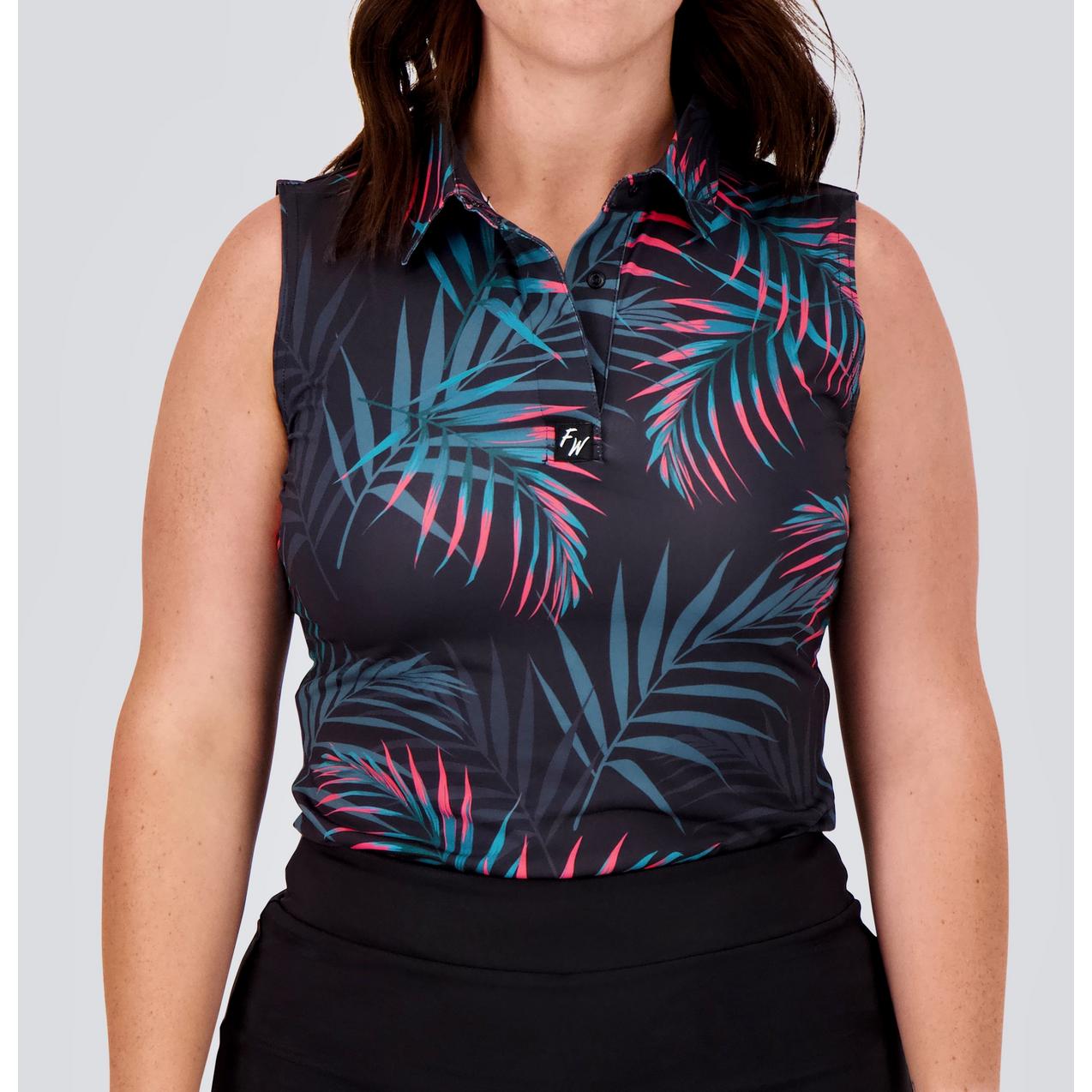 Women's Midnight Palm Sleeveless Polo