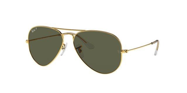 Aviator Large Metal Polarized Sunglasses - Gold/Green