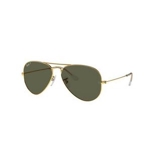 Aviator Large Metal Polarized Sunglasses - Gold/Green
