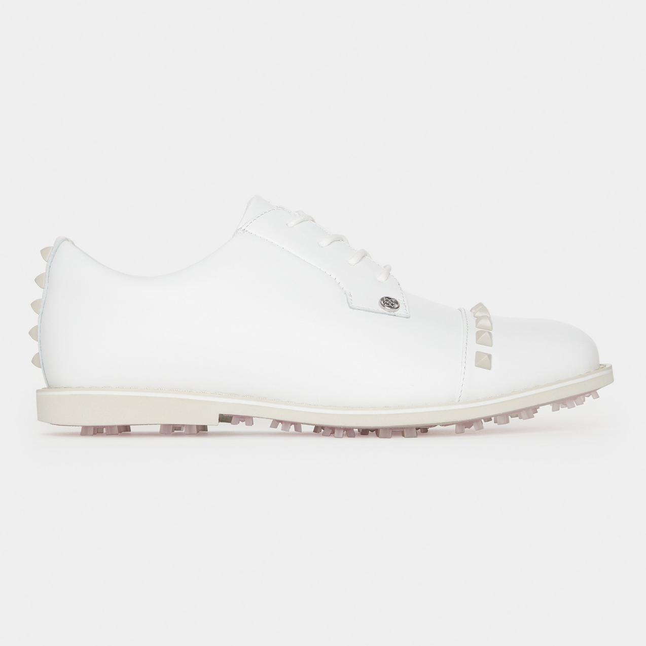 Women's Gallivanter Pebble Leather Stud Cap Toe Spikeless Golf Shoe - White/Pink