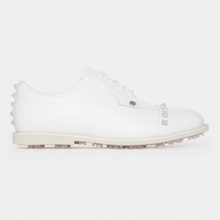 Women's Gallivanter Pebble Leather Stud Cap Toe Spikeless Golf Shoe - White/Pink