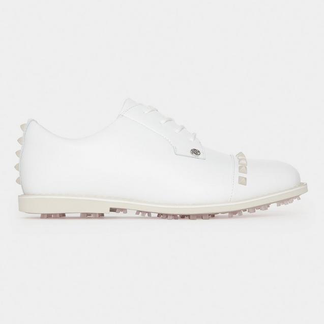 Women's Gallivanter Pebble Leather Stud Cap Toe Spikeless Golf Shoe - White/Pink