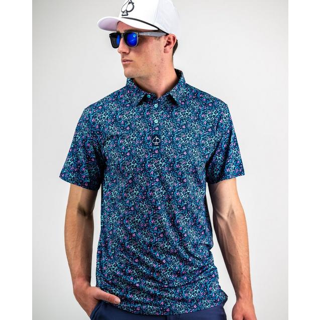 Men's Fluorescent Floral Short Sleeve Polo