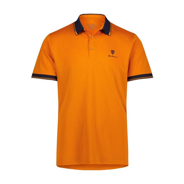 Ben Sherman Men s Checker Pique Short Sleeve Polo Shirt in Orange