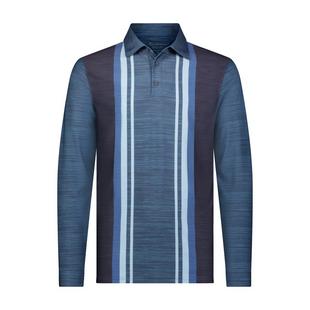 Men's Vertical Stripes Melange Long Sleeve Polo