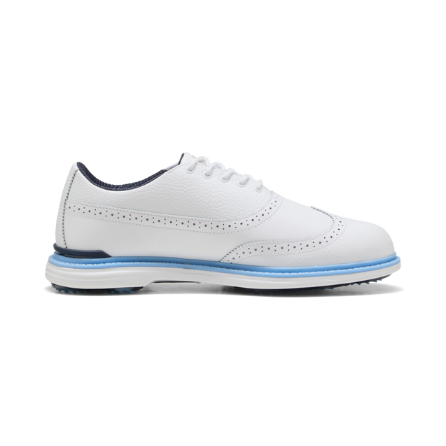 Men's Royale Wingtip Spikeless Golf Shoe - White/Blue | PUMA