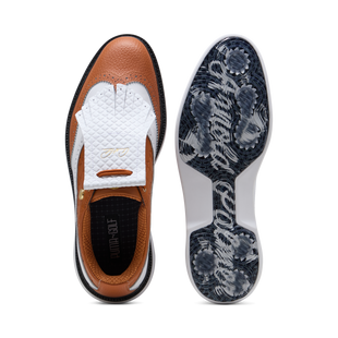 Men's AP Royale Wingtip Spikeless Golf Shoe - White/Brown PUMA