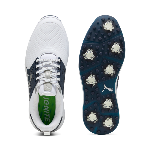 Men's Ignite Elevate 2 Tour Spiked Golf Shoe - White/Navy | PUMA