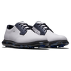 Chaussure de golf &agrave; crampons Tradition Blucher pour hommes - Blanc/bleu marin