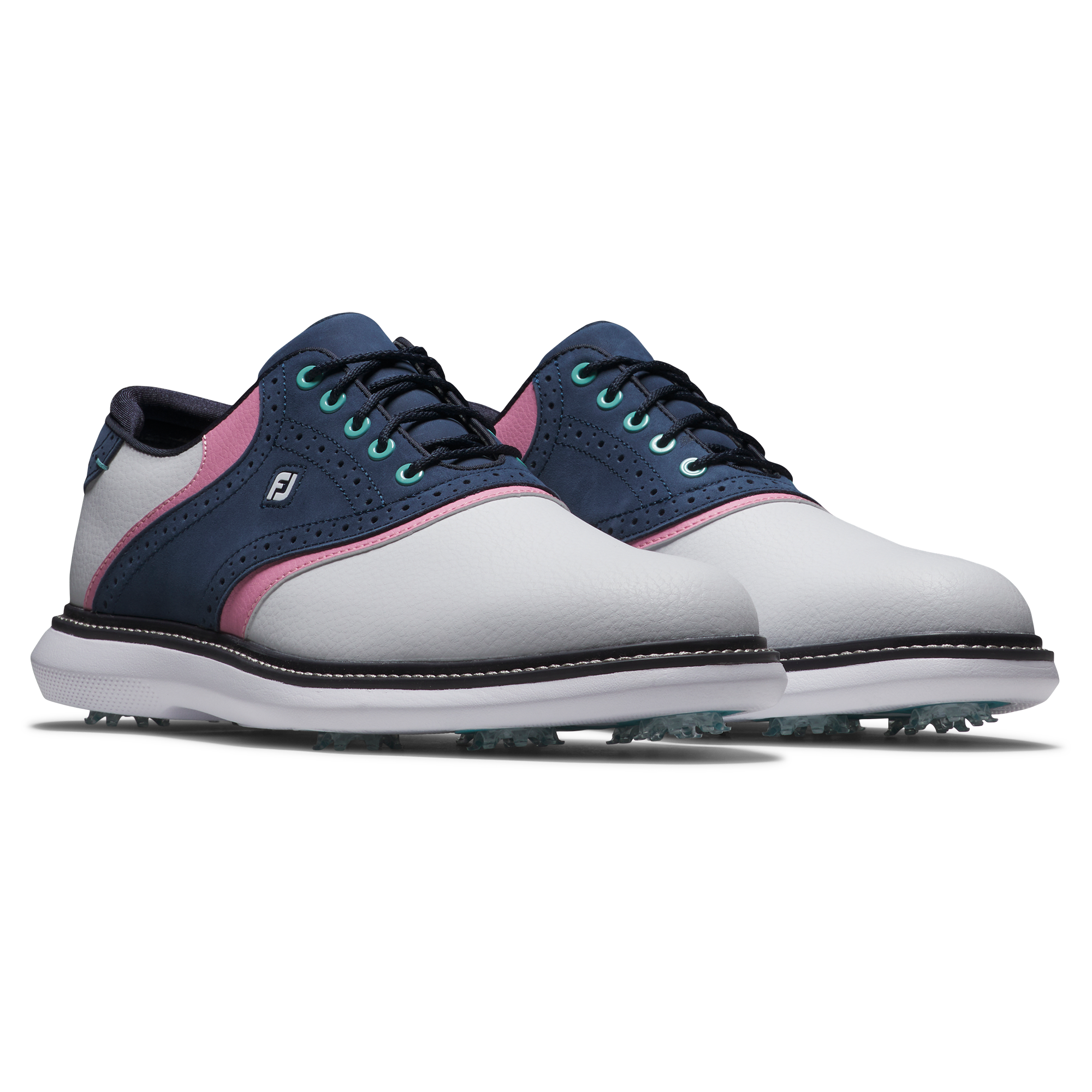 Men's Traditions Saddle Spiked Golf Shoe - White/Blue/Pink