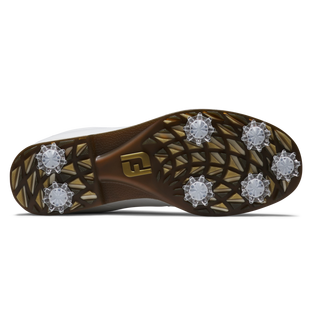 Women's Premiere Series Cypress Spiked Golf Shoe - White/Gold FOOTJOY
