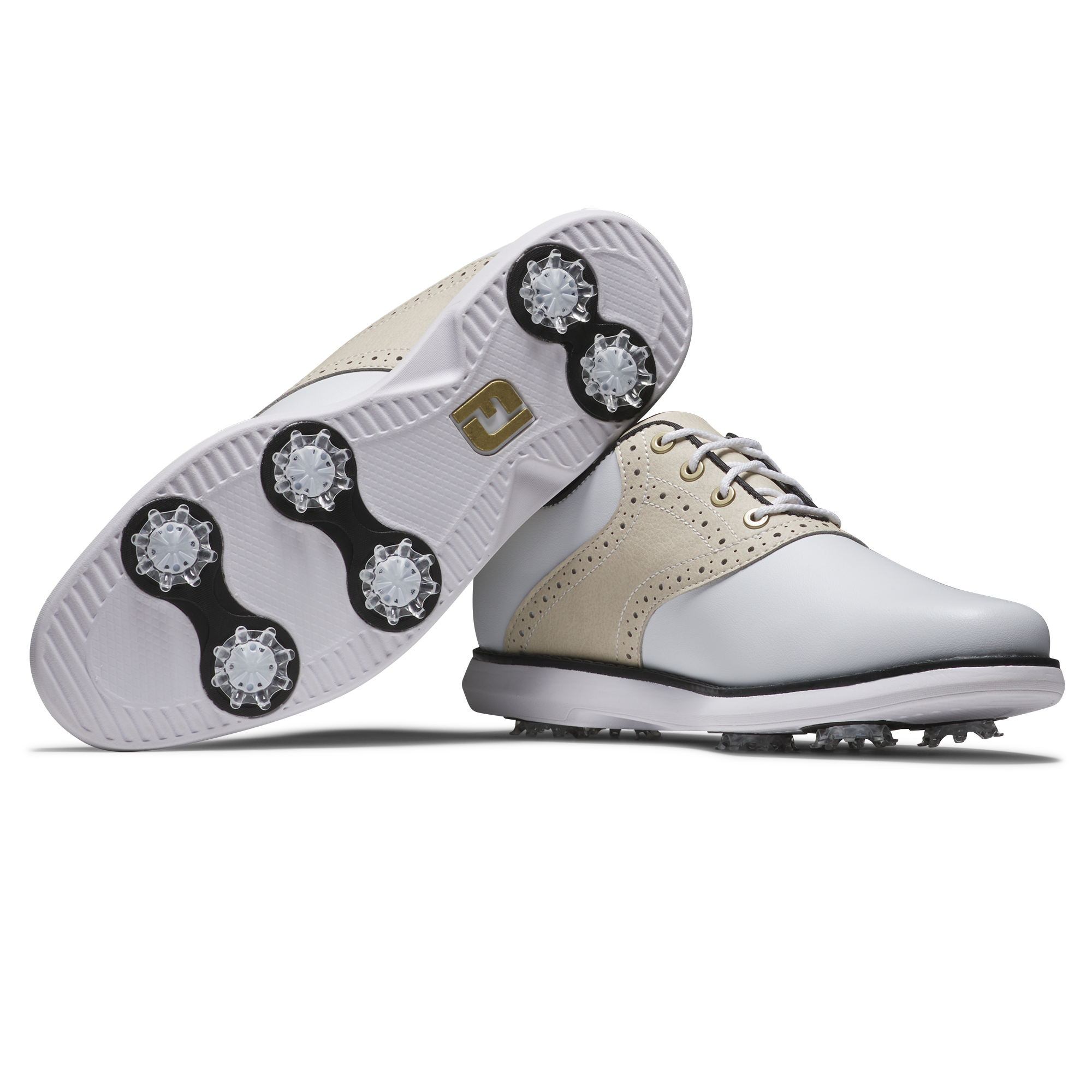 Prior Generation - Women's Traditions Saddle Spiked Golf Shoe White/Beige