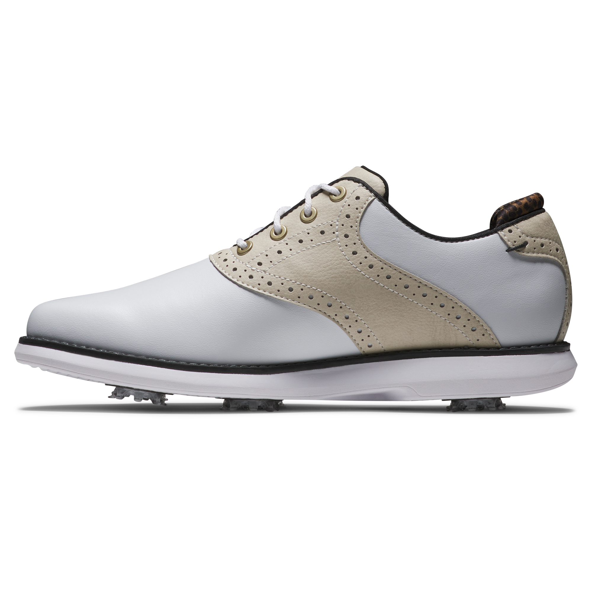 Women's Traditions Saddle Spiked Golf Shoe - White/Beige