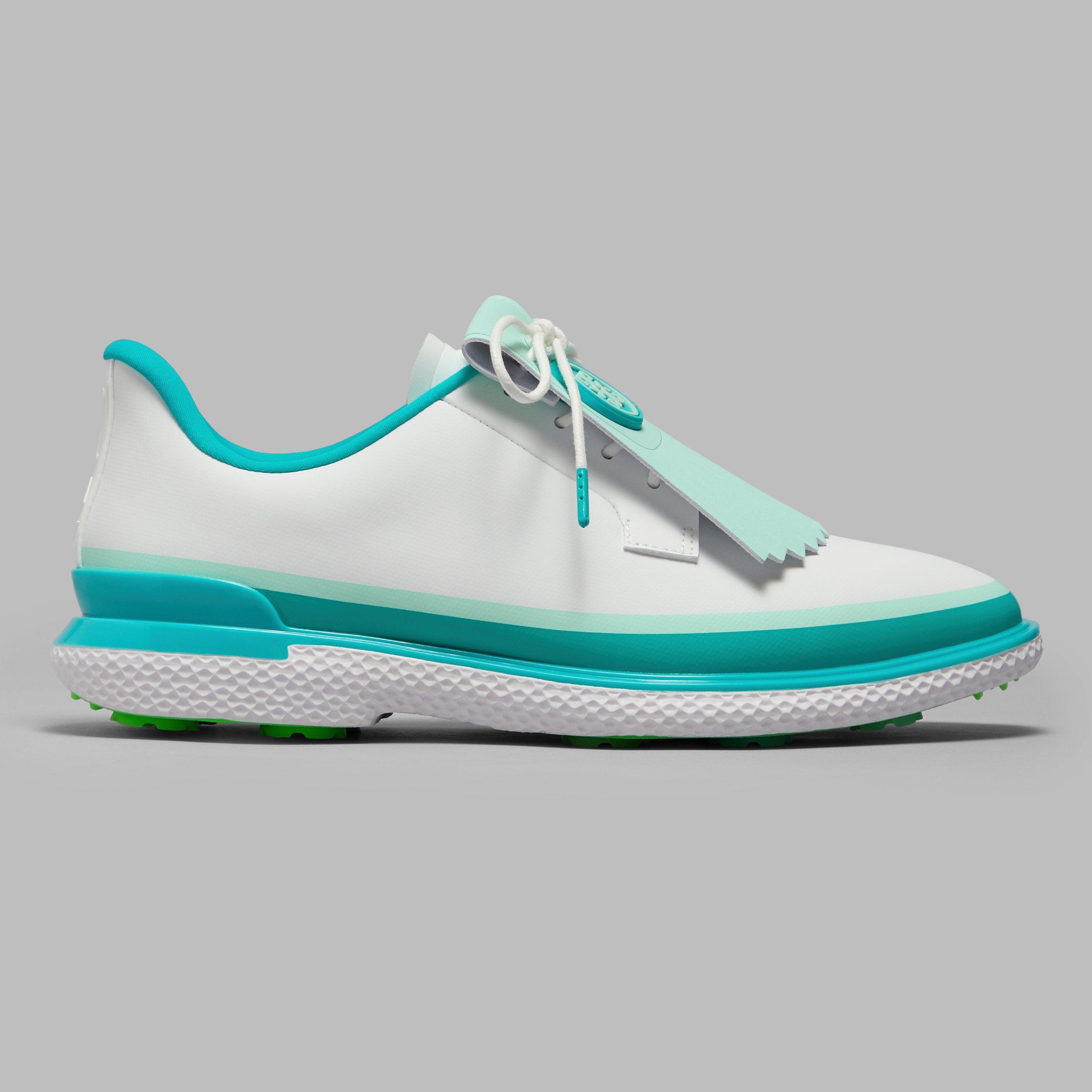 Women's Tuxedo Stripe Gallivan2r Spikeless Golf Shoe - White/Teal
