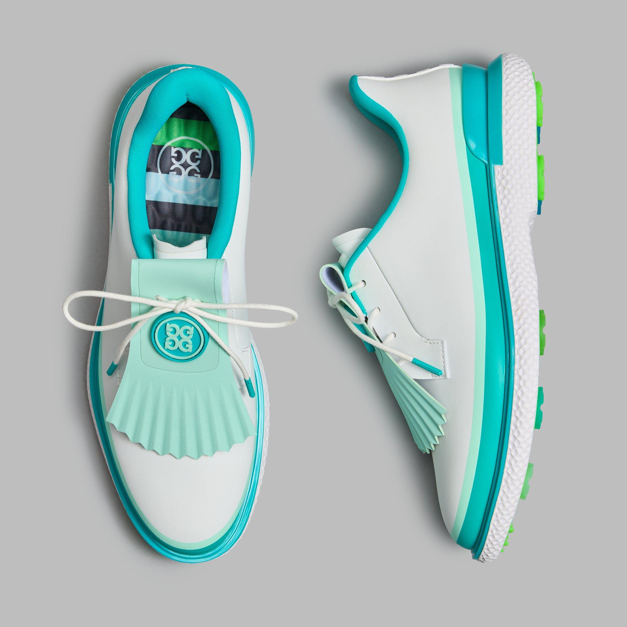 Women's Tuxedo Stripe Gallivan2r Spikeless Golf Shoe - White/Teal