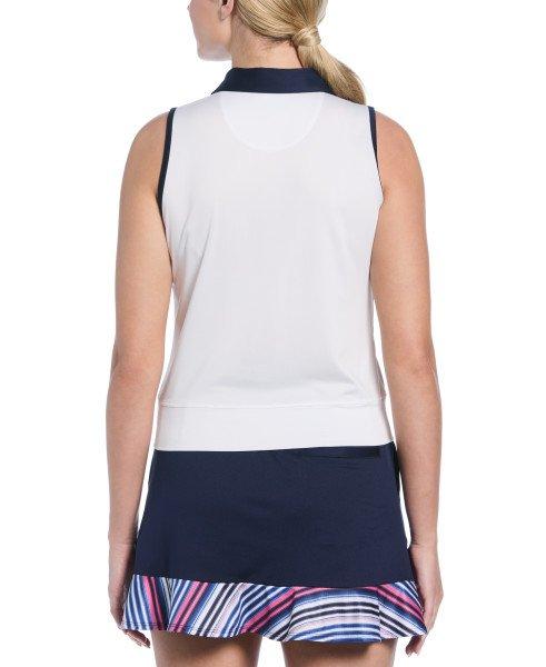 Women's Placed Stripe Waist Length Sleeveless Top