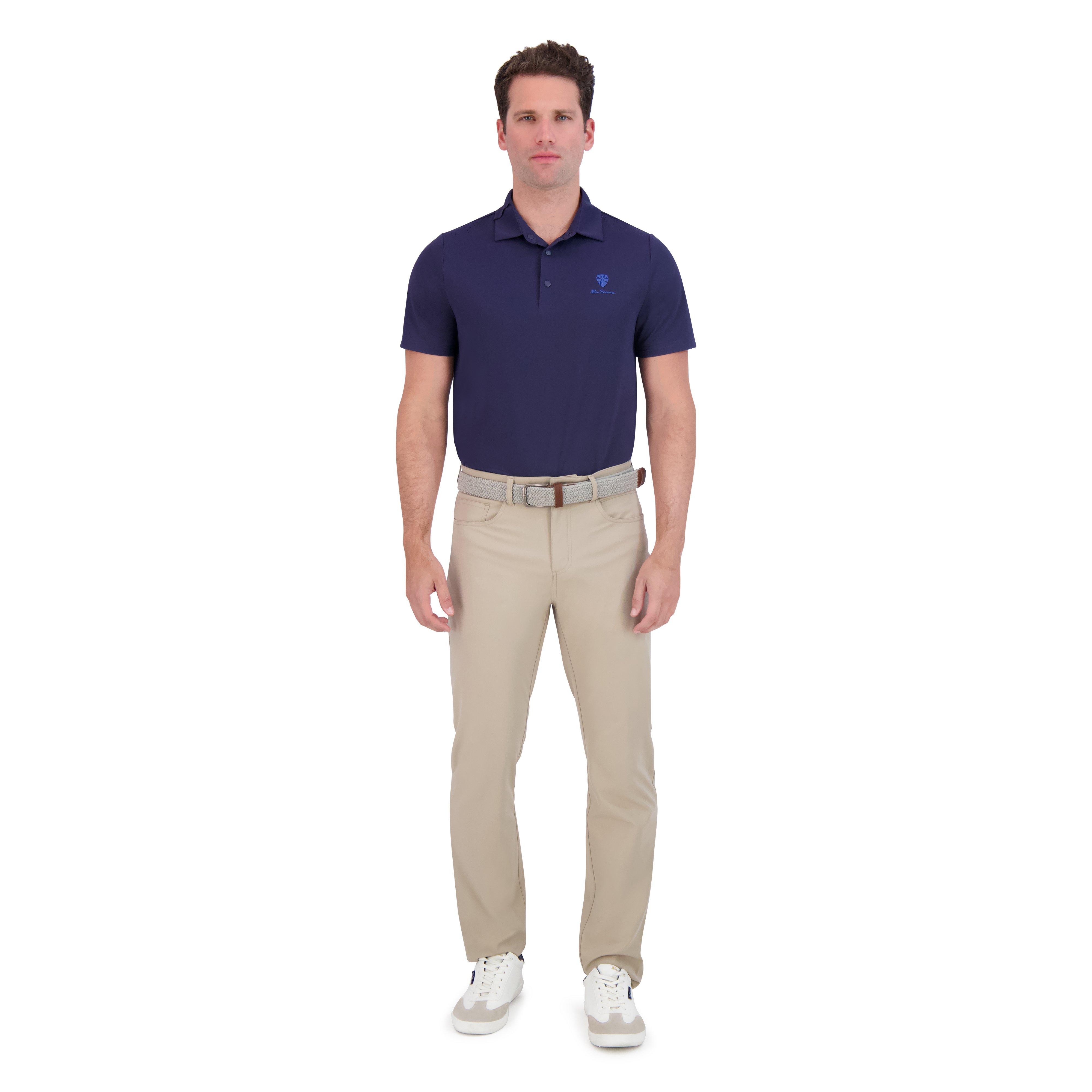 Ben Sherman | Men's Coolcore Perforated Nylon Tech Jersey Short Sleeve Shirt | in Navy, Size Smallmall, Size Small