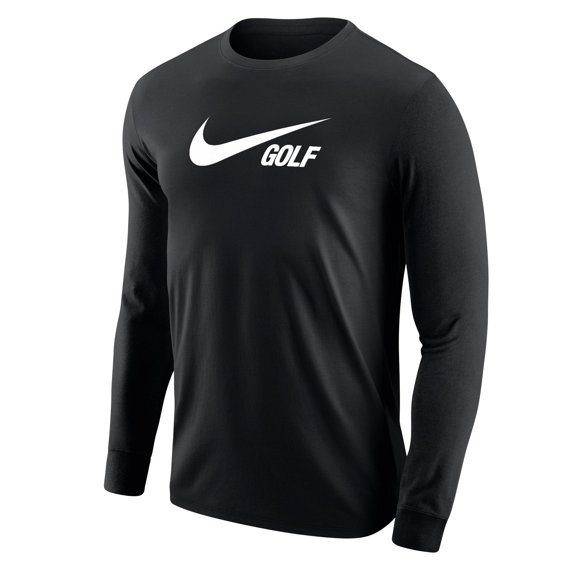 Nike | Men's Cotton Golf Long Sleeve Shirt | in Blackwhite, Size Largearge, Size Large