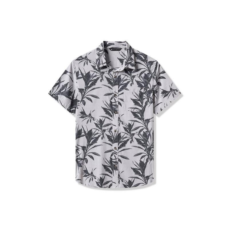Men's Light Map Button Up Short Sleeve Polo