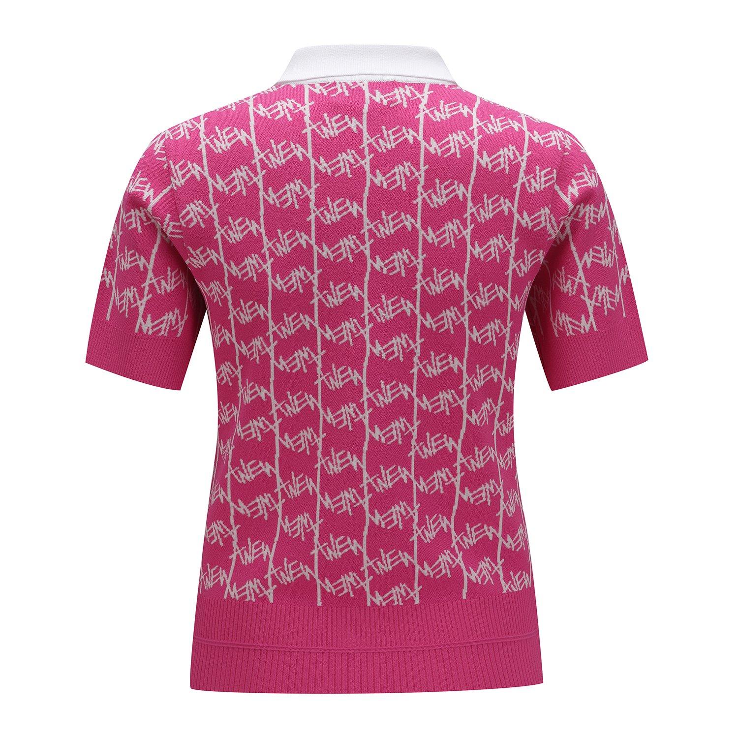 Women's Pattern Knit Short Sleeve Polo