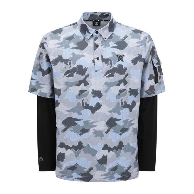 Men's Layered Camo Long Sleeve Polo ANEW
