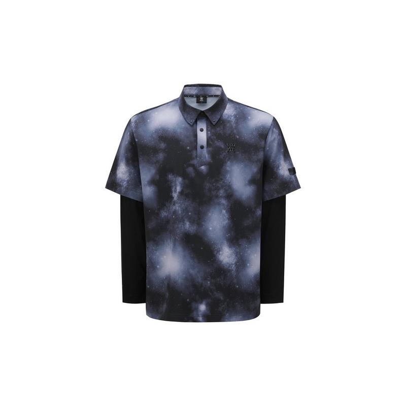 Men's Layered Camo Long Sleeve Polo