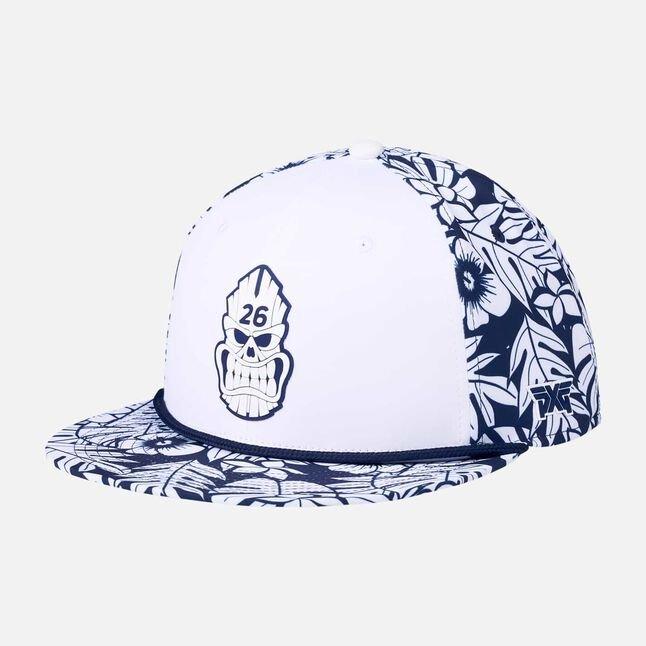 Men's Darkness Tiki Skull 6 Panel Flat Bill Cap