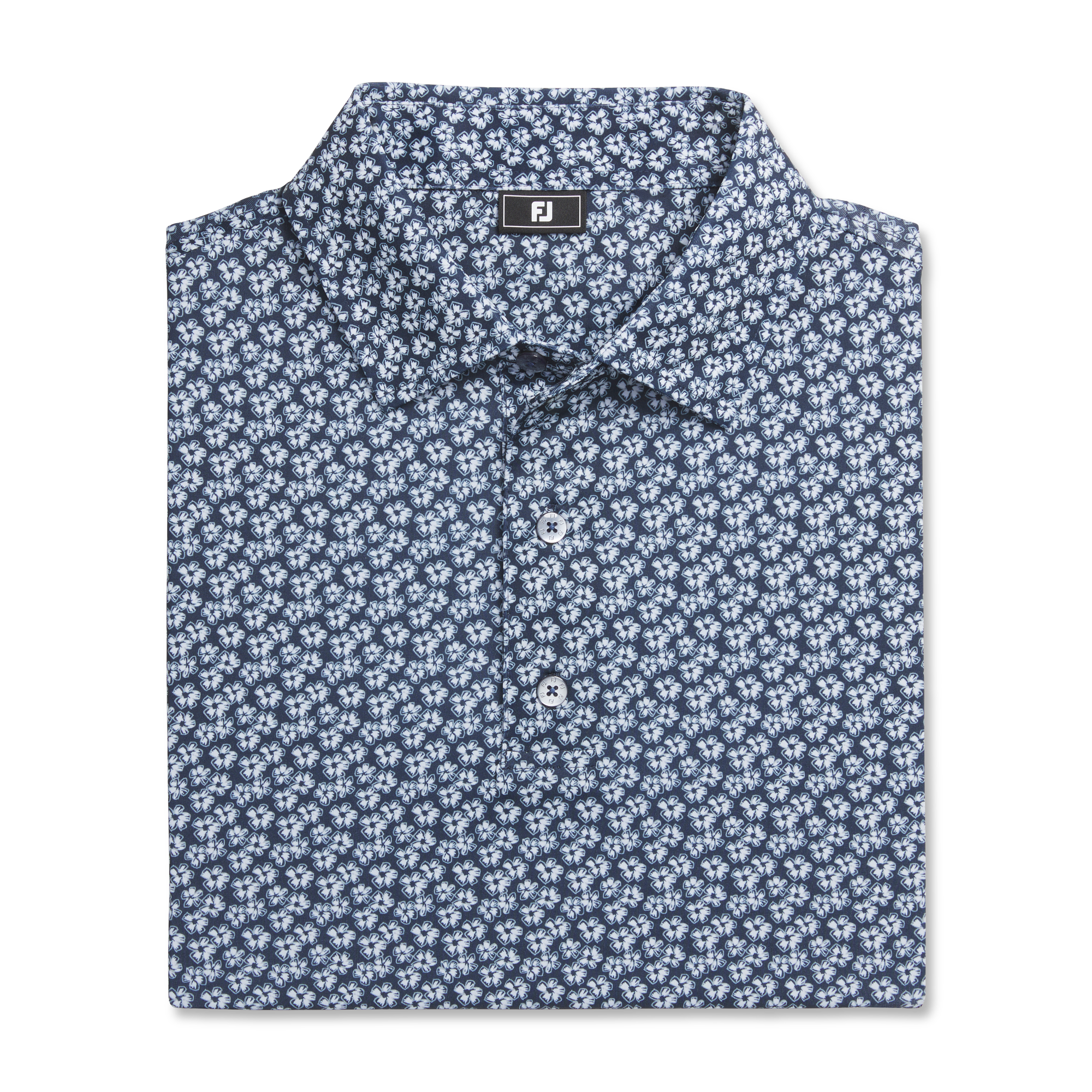 Men's Floral Sketch Print Lisle Short Sleeve Polo
