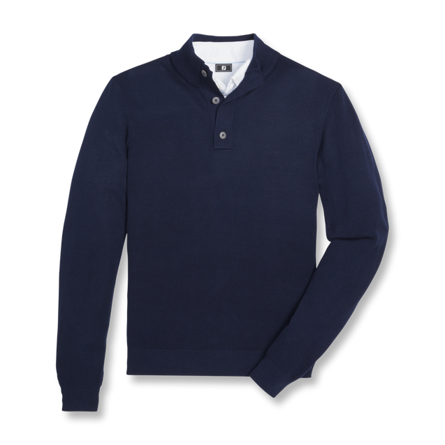 Men's Button Placket Seed Stitch Sweater FOOTJOY