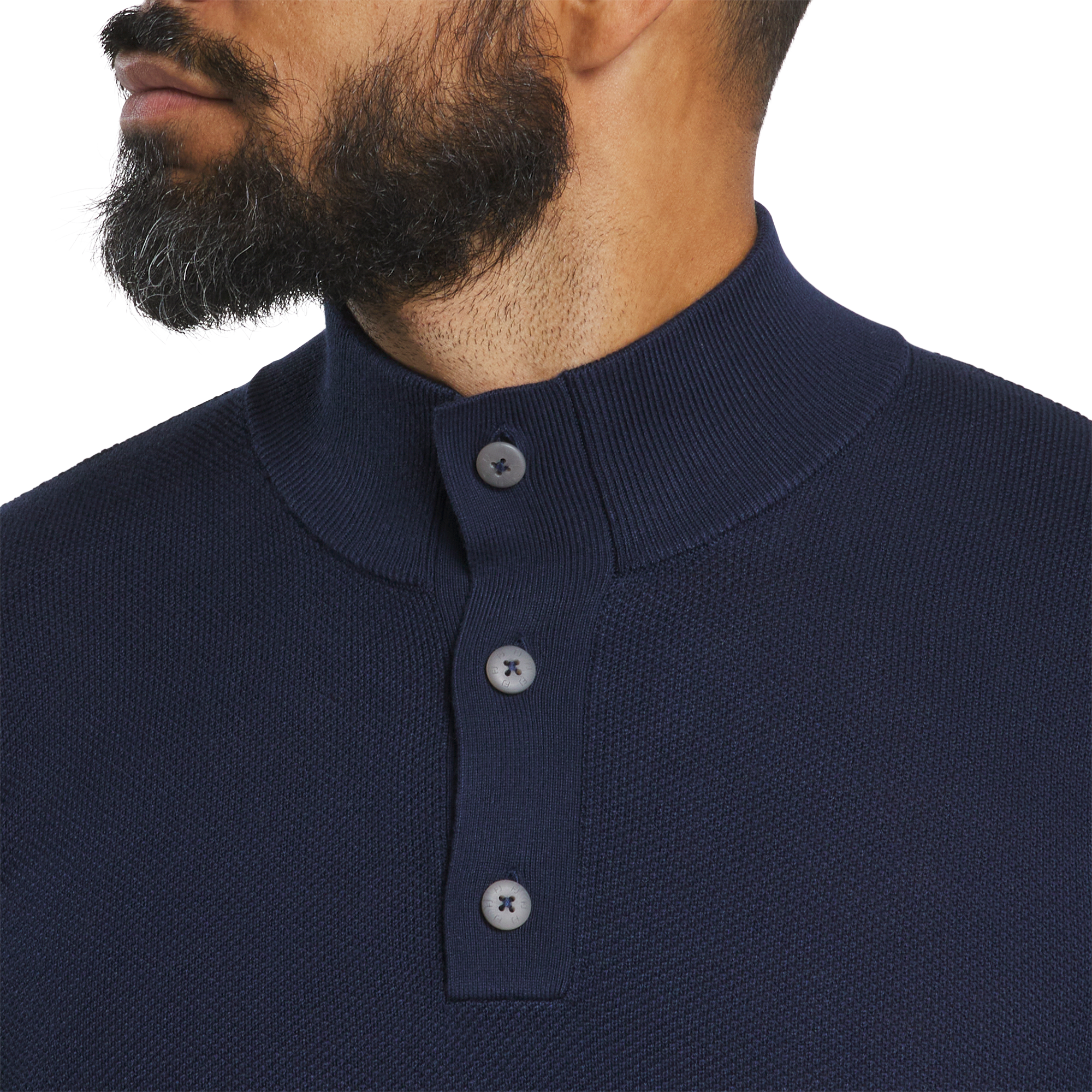 Men's Button Placket Seed Stitch Sweater