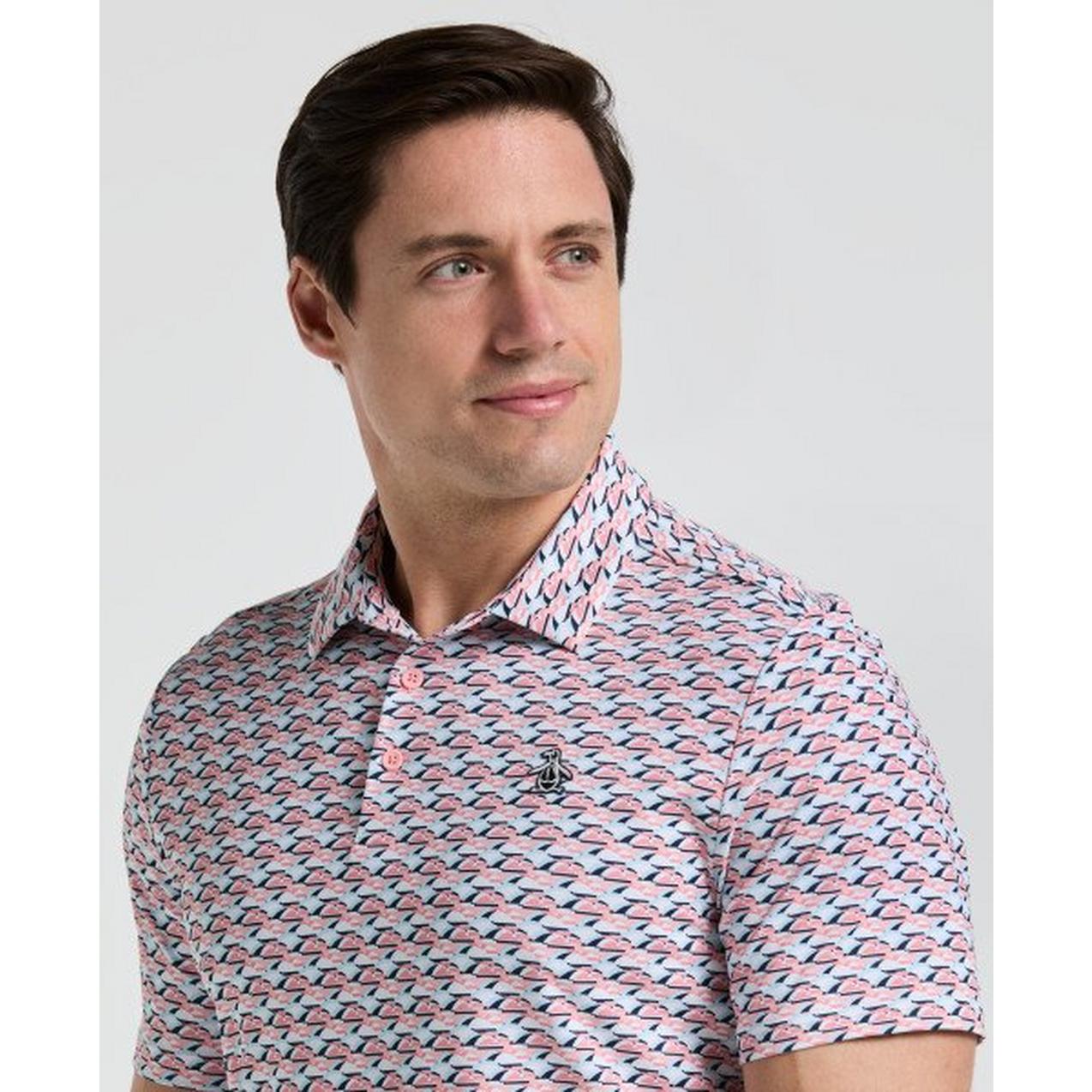 Men's Layered Umbrella Print Short Sleeve Polo