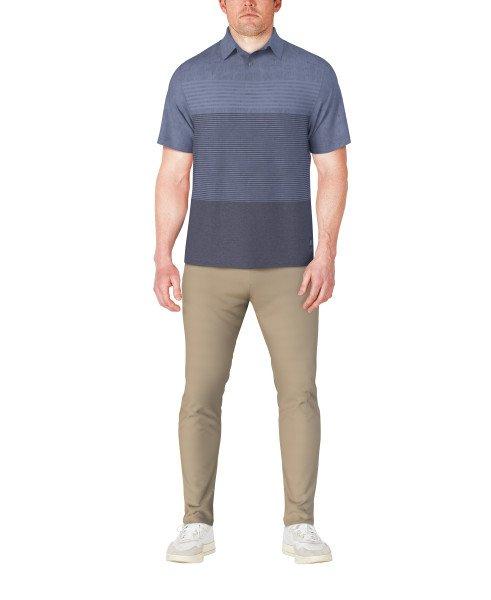 Men's Distressed Stripe Printed Short Sleeve Polo