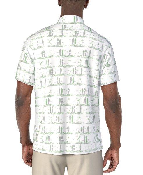 Men's Surfboard Conversational Printed Short Sleeve Polo